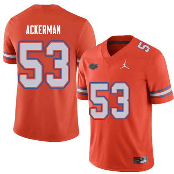 Jordan Brand Men #53 Brendan Ackerman Florida Gators College Football Jersey Orange